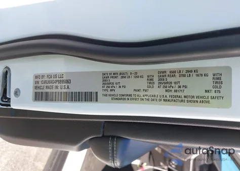 2023 Jeep Grand Cherokee L Altitude 4X4 from USA, damaged, VIN 1C4RJKAG4P8895063